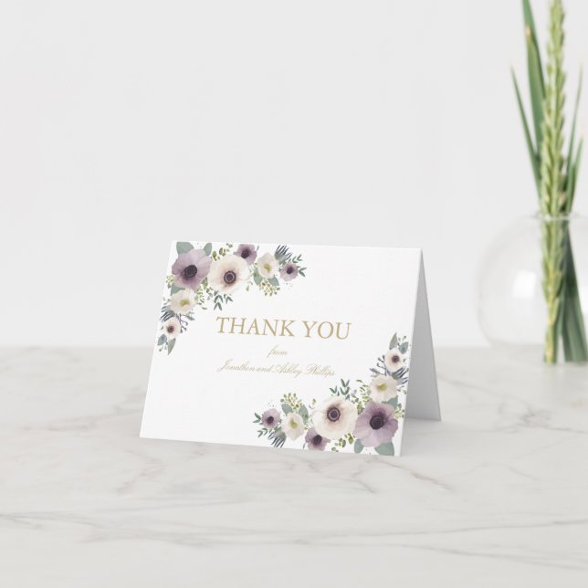 Anemone Bouquet Thank You Note Card (Front)