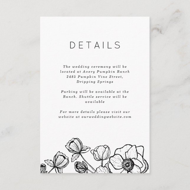 Anemone Bouquet Wedding  Enclosure Card (Front)