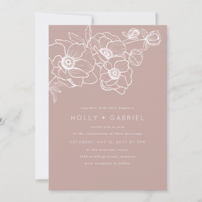 Anemone Bouquet Wedding Invitation (Front)