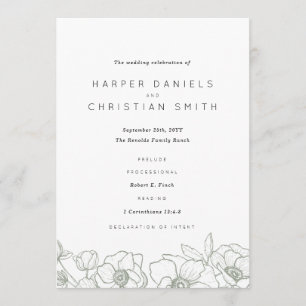 Anemone Bouquet Wedding Programme