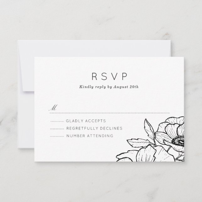 Anemone Bouquet Wedding RSVP Card (Front)