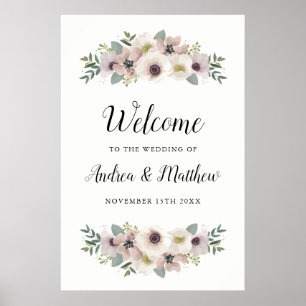 Anemone Bouquet Wedding Welcome Sign