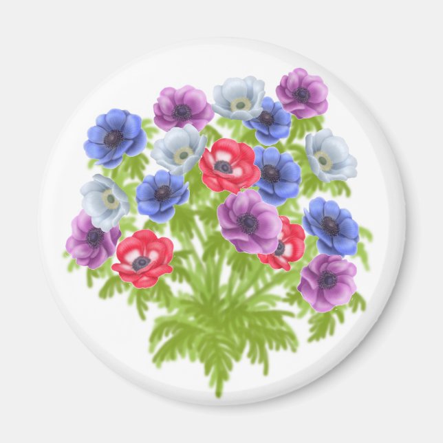 Anemone de Caen Garden Flowers Magnet (Front)