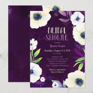 Anemone Dream Purple Bridal Shower Invitation