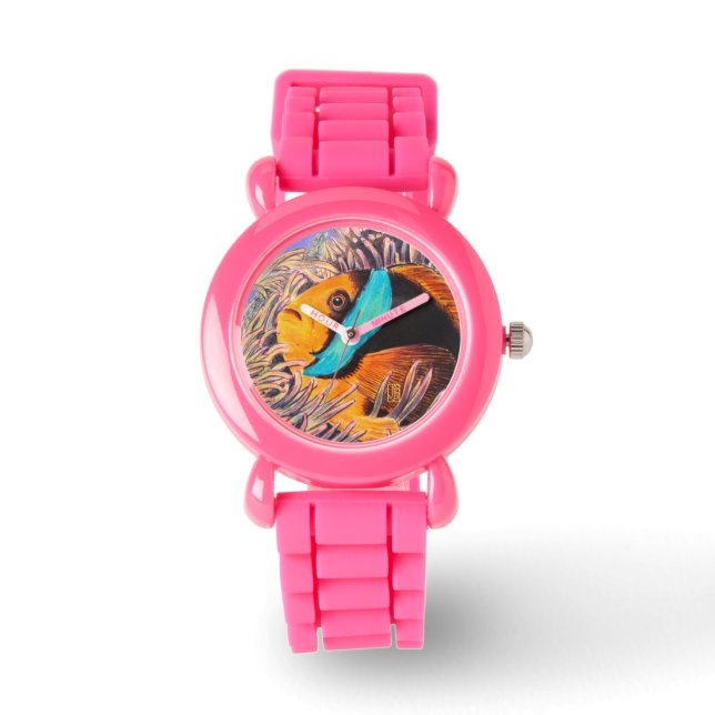 Anemone Fish Girl's Pink Glitter Watch (Front)