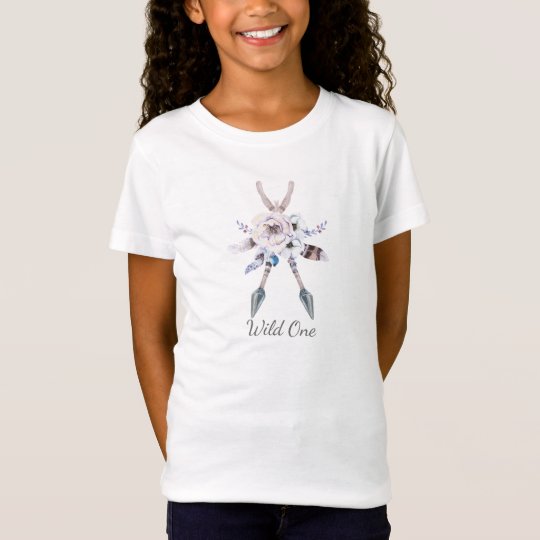 Anemone Floral Boho Bohemian Arrows Feathers Girls T-Shirt