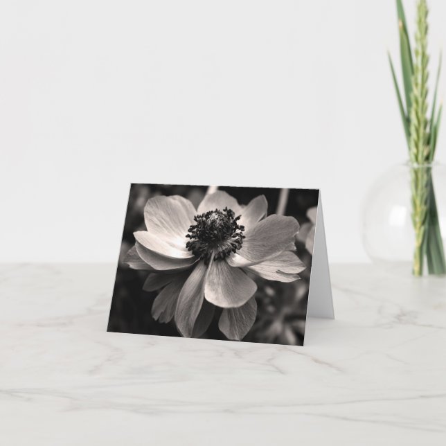Anemone Floral Photo Sympathy Thank You Note Card (Front)