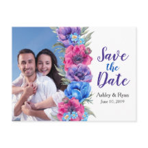 Anemone Floral Photo Wedding Save the Date