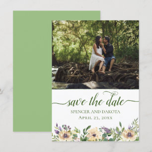 Anemone Floral Purple Cream Boho Greenery Photo Save The Date
