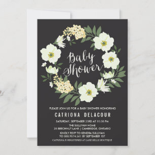 Anemone Floral Wreath Baby Shower Invitation