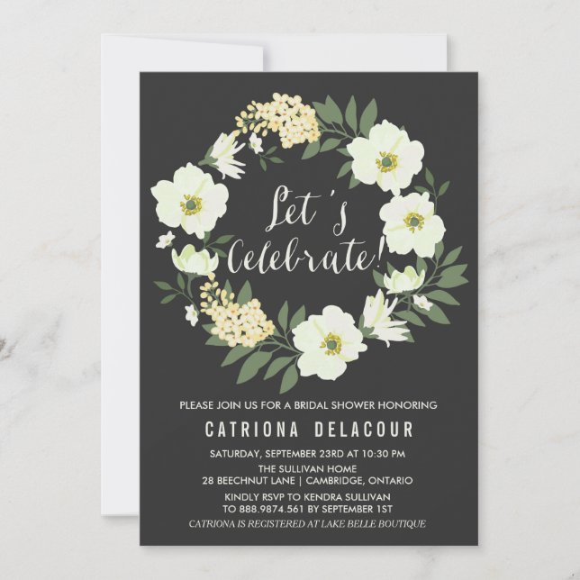 Anemone Floral Wreath Custom Party Invitation (Front)