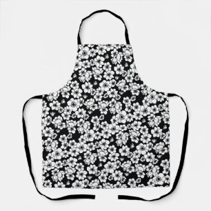 Anemone Flower Black and White Apron