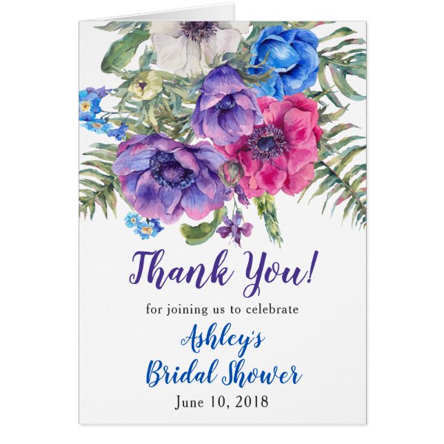 Anemone Flower Bridal Shower Thank You (Front)