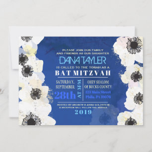 Anemone Flowers Bat Mitzvah Invitation