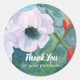 Anemone Flowers Thank You For Your Purchase Classic Round Sticker