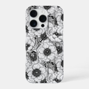 Anemone garden in black and white iPhone 16 pro case