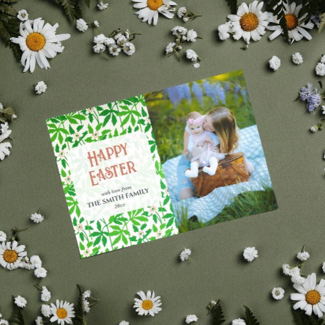 Anemone Green Family Photo Happy Easter Holiday Card (Creator Uploaded)