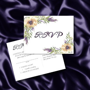 Anemone Greenery Floral Boho Modern RSVP Response Postcard
