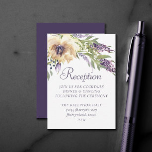Anemone Greenery   Floral Purple Boho Reception Enclosure Card