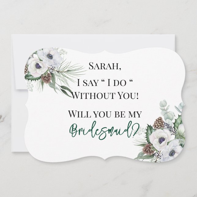 Anemone Hand-Painted Will You Be My Bridesmaid Invitation (Front)