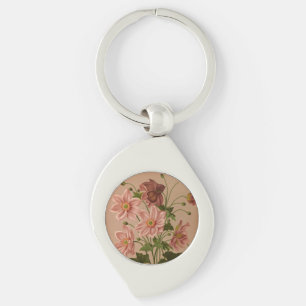 Anemone Japonica Rosea Exquisite Vintage Botanical Key Ring