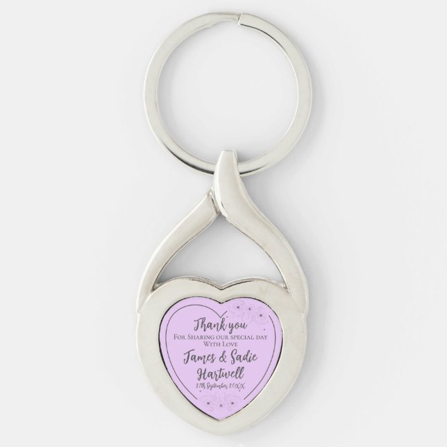 Anemone on Light Lilac Wedding Favour Key Ring (Front)