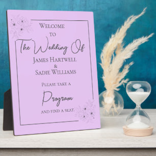 Anemone on Light Lilac wedding Sign Plaque