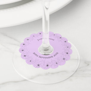 Anemone on Light Lilac Wine Glass Tag