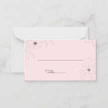 Anemone on Pale Rose Folded Place Card