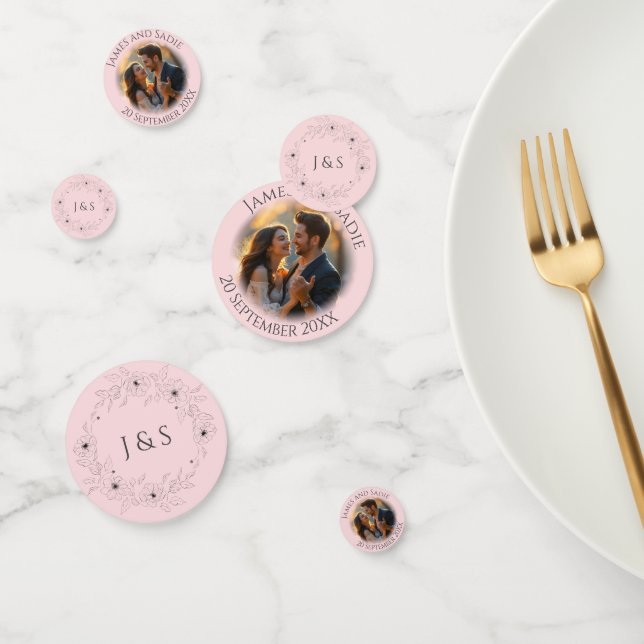 Anemone on Pale Rose Photo Wedding Confetti (Group)