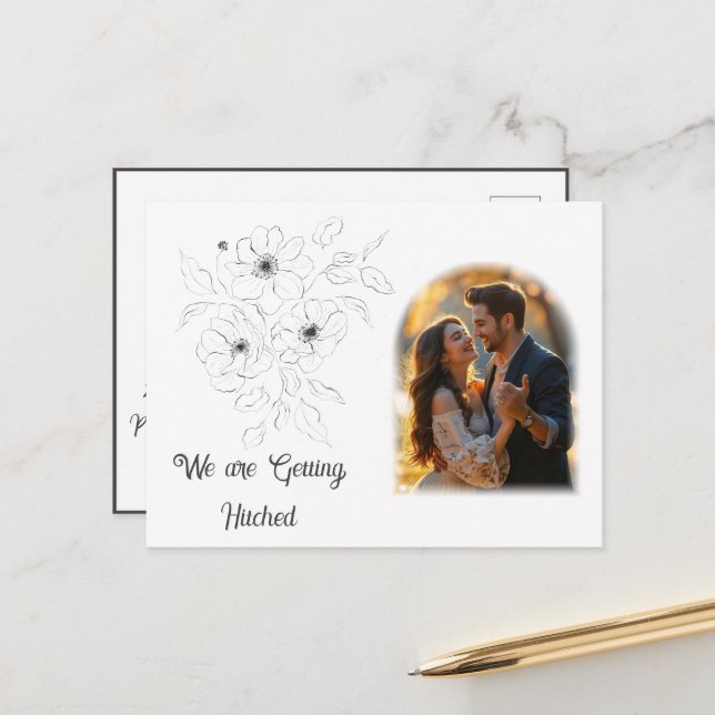 Anemone on White Announcement Postcard (Front/Back In Situ)