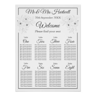 Anemone on White Seating Chart~ Poster