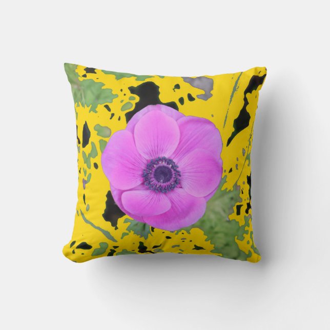 Anemone Pattern on Gold Cushion (Front)
