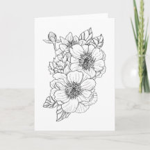 Anemone Peony Colour It Yourself Blank Greeting