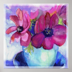 anemone pink and purple poster