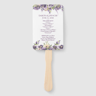 Anemone Purple Rose Floral Boho Wedding Ceremony Hand Fan
