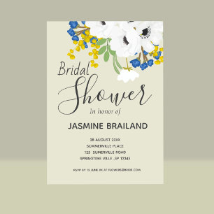 Anemone Spring Floral Bouquet Bridal Shower  Invitation