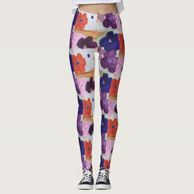 Anemone Spring Flowers Leggings (Front)