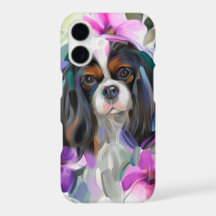 'Anemone' Tricolor cavalier dog art phone case