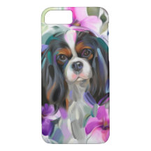 'Anemone' Tricolor cavalier dog art phone case