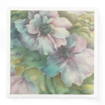 Anemone Watercolor Floral Elegant Dinner Napkin