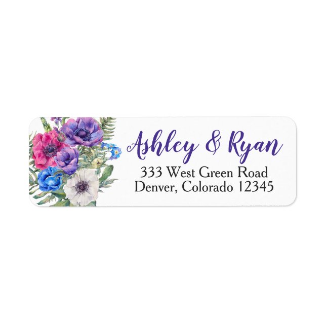 Anemone Wedding Address Labels Watercolor (Front)