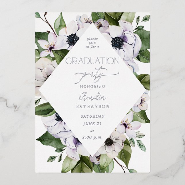 Anemone White Floral Graduation Party (Front)
