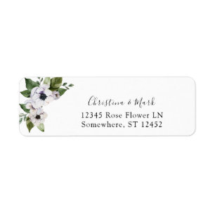 Anemone White Floral Return Address