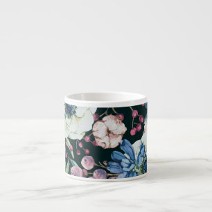 Anemone Wildflowers: Vintage Watercolor Pattern Espresso Cup