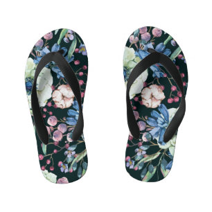Anemone Wildflowers: Vintage Watercolor Pattern Kid's Flip Flops