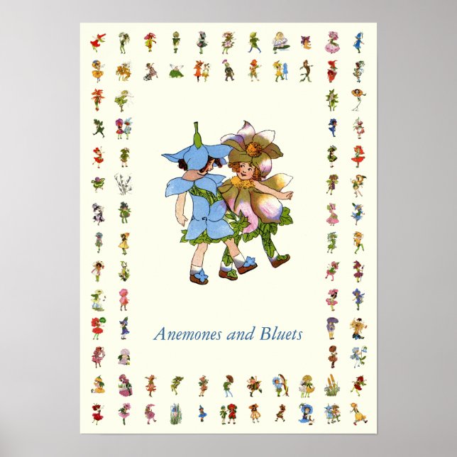 Anemones and Bluets Poster (Front)