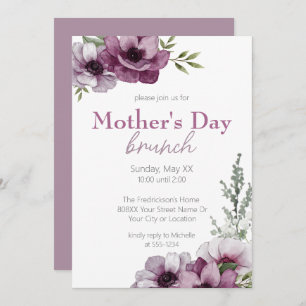 Anemones & Baby's Breath Mother's Day Brunch Invitation