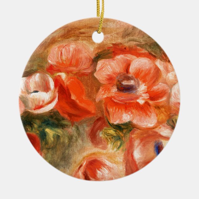 Anemones by Renoir Impressionist Painting Ceramic Tree Decoration (Front)