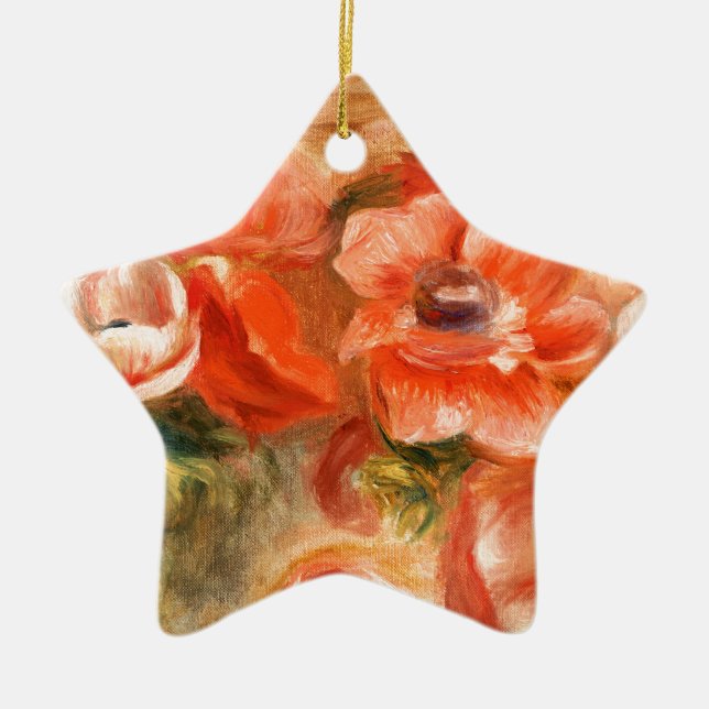Anemones by Renoir Impressionist Painting Ceramic Tree Decoration (Front)